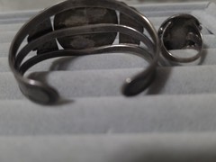 Antique John Leekity Sterling Bangle And Ring Zunu Set Crica 1930’s-40’s.