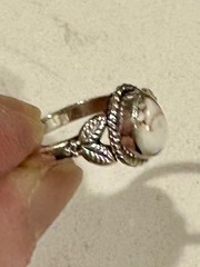 Sterling Silver 925 White Buffalo Gemstone Pear Ring Native American Size 6.75