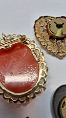 Lot of 13 Older Vintage Pendants,Button Covers,Cameo Brooche & Others