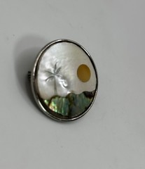 Vintage Southwestern Style Landscape Pin Brooch Jewelry
