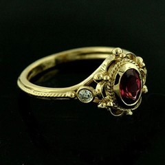 2.2Ct Oval Cut Lab-Created Ruby Women’s Engagement Rings 14k Gold Plated Silver