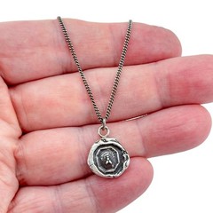 Vintage Pyrrha Sterling Silver 925 Wax Seal “Friend” Bee Talisman Necklace 18″