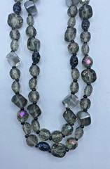 Vintage Smoky Gray Multi Bead Crystal Long Made In Germany Necklace