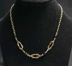 Wells Four Bead Gold Necklace 15″ 14K GF Mid Century Choker or Childs Adj J Hook