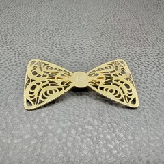 Vintage Brooch Gold Tone Filigree Bow Art Deco Style Pin Ornate Fashion Jewelry