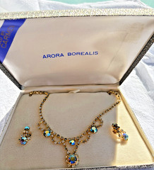 Vintage Aurora Borealis Demi Parure In Original Box Styled By Carmen