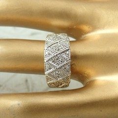 Vintage 925 Sterling Silver Ornate Diamond Size 6 3/4 Band Ring by EA Weighs 8 g
