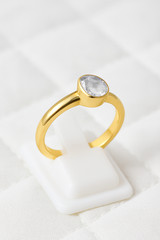 14k Gold Plated Natural Diamond Ring, Rose Cut Diamond 925 Sterling Silver Ring