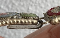 Mosaic Bracelet Vintage Italian Micro Tile Red Blue Green Flower 7.5″