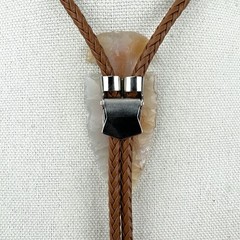 Impressive Vintage Western Southwestern Agate Arrowhead Bolo Tie
