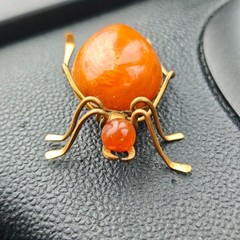 Vintage Soviet Baltic Amber Beetle Spider Brooch Honey Amber