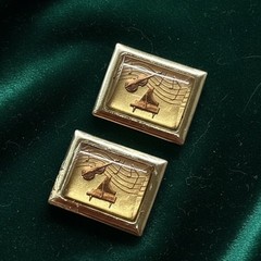 Krementz Jazz Cufflinks Tie Bar Piano Bass w/Original Box 14k Gold Overlay RARE