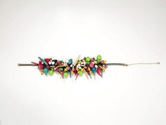 Vintage Festive Colorful Chunky Beaded Plastic & Wood Statement Charm Necklace