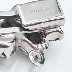 Vintage Weiss Aurora Borealis Rhinestone Bracelet Silver Tone Safety Chain 7in