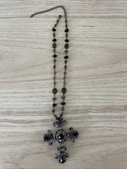 VTG VCLM Nordstrom Victorian Style Cross Necklace Rhinestone Crystal Goth Boho