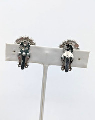 Vintage JULIANA Earrings D&E Blue Art Glass Rhinestone Clip Verified 5509