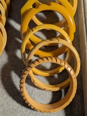 18 Vintage Bakelite Butterscotch – Yellows – Carved – Shaped – Many Tones!