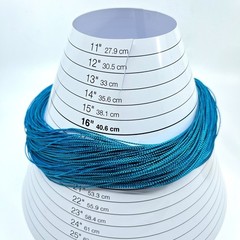 Vintage Retro Multi-Strand Blue Silk Thread Shimmer Choker Necklace Teal Boho
