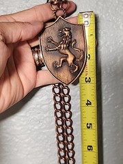 Vintage TRIFARI Lion Crest/Medallion Copper Tone Pendant Necklace 32 In