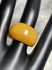 Bakelite Dome Ring-Vintage Art Deco Laminated Two-Tone size 6.75 – 1930’s-40’s