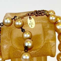 LES BERNARD Faux Pearl Choker Necklace Intaglio Lovers Cameo Hermes Aphrodite