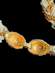 Eisenberg Hedgehog Braided Chain Necklace Gold Tone White Enamel