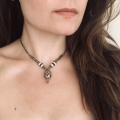 1970s Boho Tibetan tribal Choker necklace vintage Hippy Ethnic Indie Asian