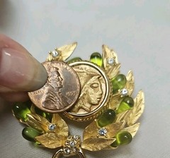 Vtg JBK CAMROSE & KROSS Jaqueline Kennedy Signed JBK USA Greek Coin Brooch