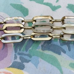 Vintage Mid Century Modern Geometric Link Bracelet Mother Of Pearl Magnetic