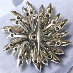 Rhinestone Starburst Brooch Atomic Smoky Gray Vintage Mid Century Pin