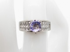 $8000 3.50ct Certified NO HEAT Blue Purple Sapphire Diamond 14k White Gold Ring