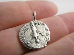 Vintage Faux Denarius Julia Domna Coin Cast Pendant 925 2.8g 7/8 Inch Length