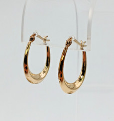 VTG 925 Oval Hoop Earrings 1in Drop Gold Vermeil on Sterling Silver 2.5g Estate