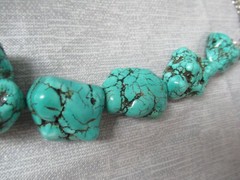 12 Turquoise Howlite Nugget Necklace – w/ Metal Tag – Marked – 15″ long – 4 213