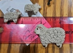Sheep Pin, Matching Earrings And Ram Pendant Necklace Ceramic Animal