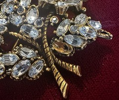 Vintage Hollycraft Corp 1953 Blue Rhinestone Brooch 2.5” Signed