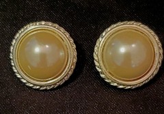 CAROLEE Vintage Earring & Necklace Set, Ivory Faux Pearls, Silver-toned Accents