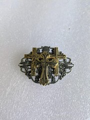 JANE 1997 ANGELS OF LOVE Religious Cross Brooch Filigree Pin Christian Trad JB1