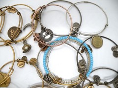 Lot of 25 Alex and Ani Wrist Silver & Gold Tone Charm Bracelet Bangles