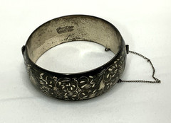925 Vintage Sterling Silver Black Forstner Bangle Bracelet 2.5 Inches 1.3 oz