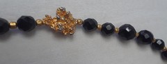Share Vintage Black Bead with Gold Tones Nuggets Chocker Necklace 16 in