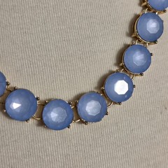 Gold Stone Collar Statement Necklace Round Sky Blue Stones in Prong Setting