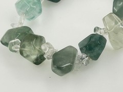 Natural Fluorite Gemstone Stretch Bracelet with Clear Quartz Chips 7.5in