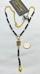 Allison Reed Black Onyx Bead Necklace Gold Plated 16″ Vintage NOS
