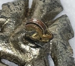 Antigue Art Deco Baguette & Round Rhinestone Pot Metal BROOCH 2.5 in READ