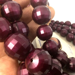Vintage Triple Layered Plastic Round Faceted Purple Beaded Necklace Earrings