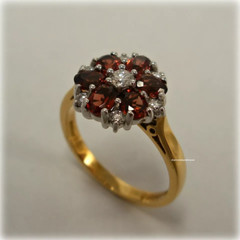 0.80 Ct Round Cut Ruby & Moissanite Engagement Ring 14K Solid Yellow Gold Finish