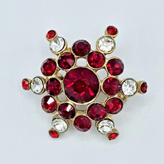 Vintage Star Burst Brooch Red Jewels Crystal Elegant Estate Jewelry Gem Pin