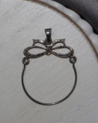 Vintage Sterling Silver Bow Charm Holder Pendant 1.9G / 1.5in