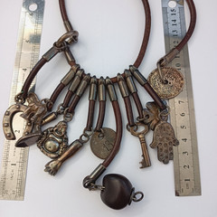 UNOde50 Rare Boho Leather Charm Necklace Statement Talismans Spiritual Unisex
